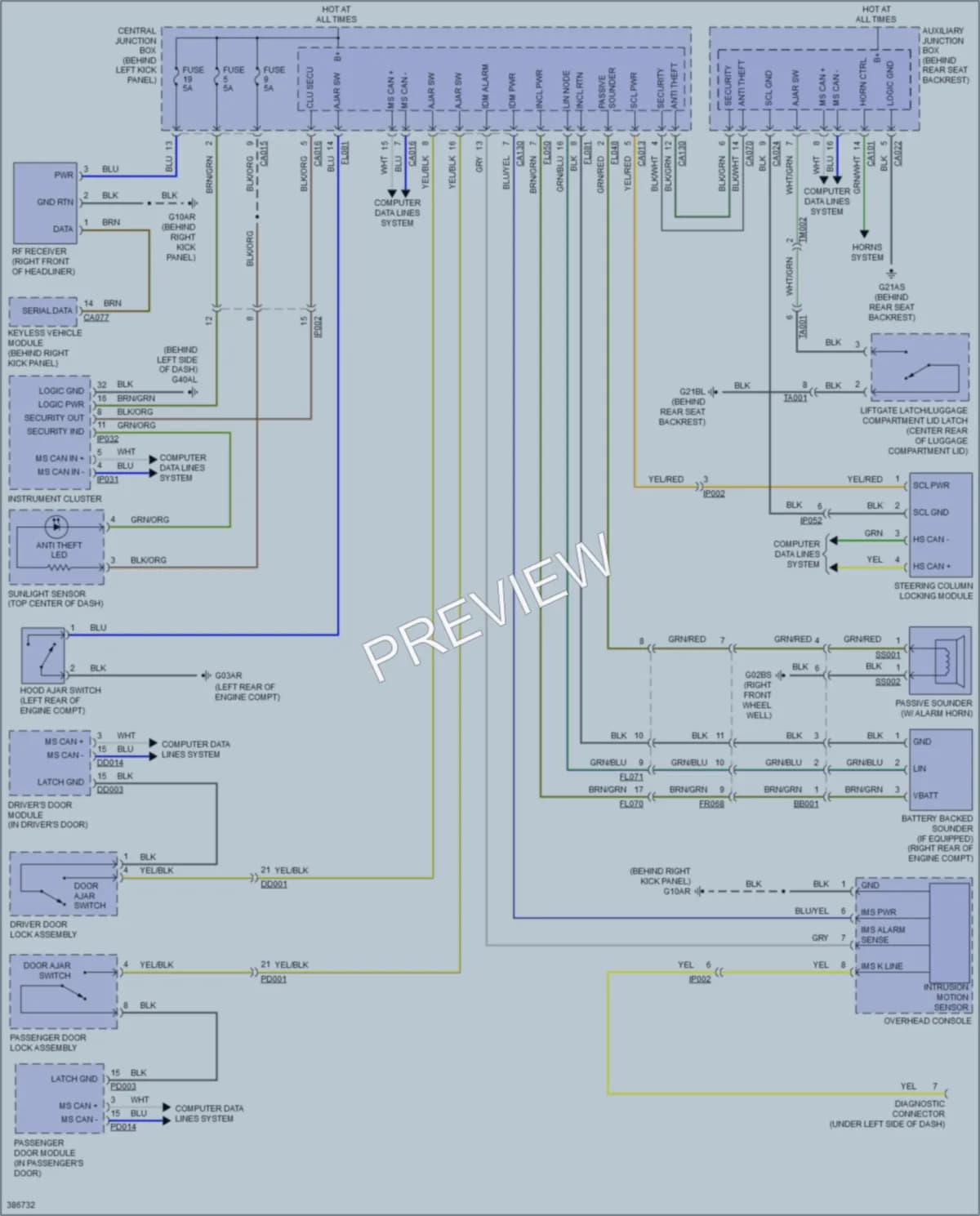 2014 Jaguar XKRS Anti Theft wiring diagram preview