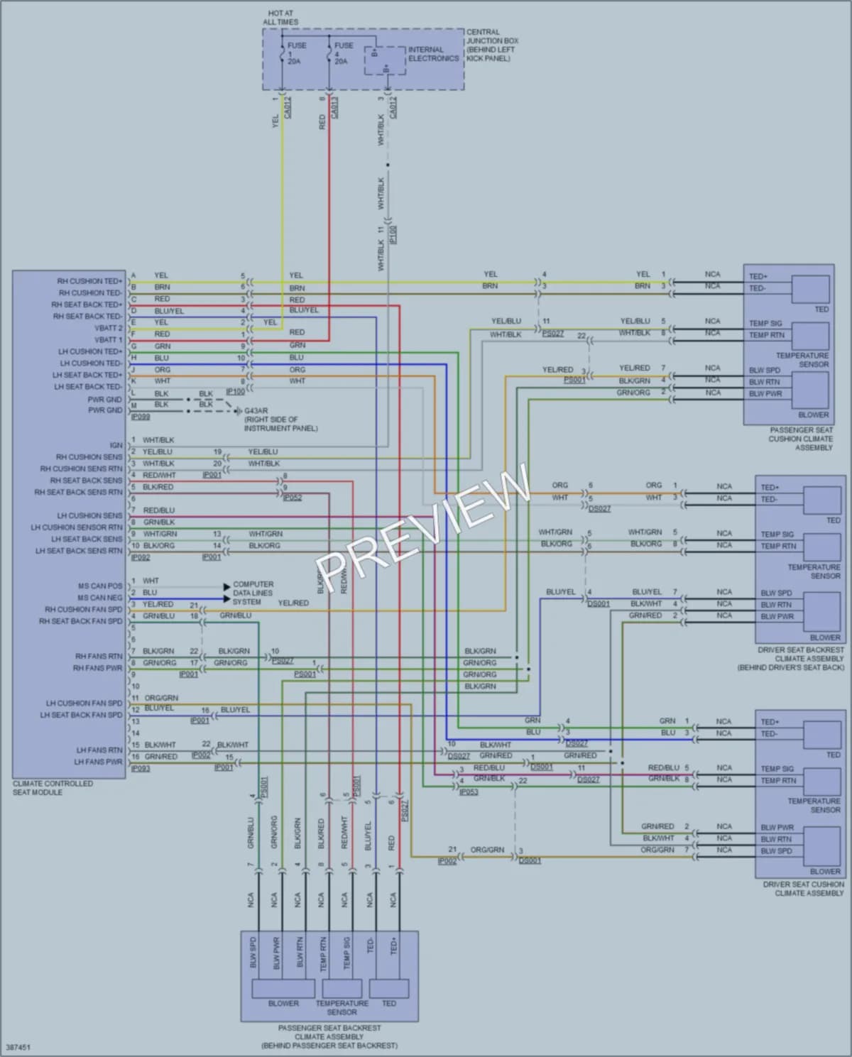 2014 Jaguar XKRS Power Seats wiring diagram preview