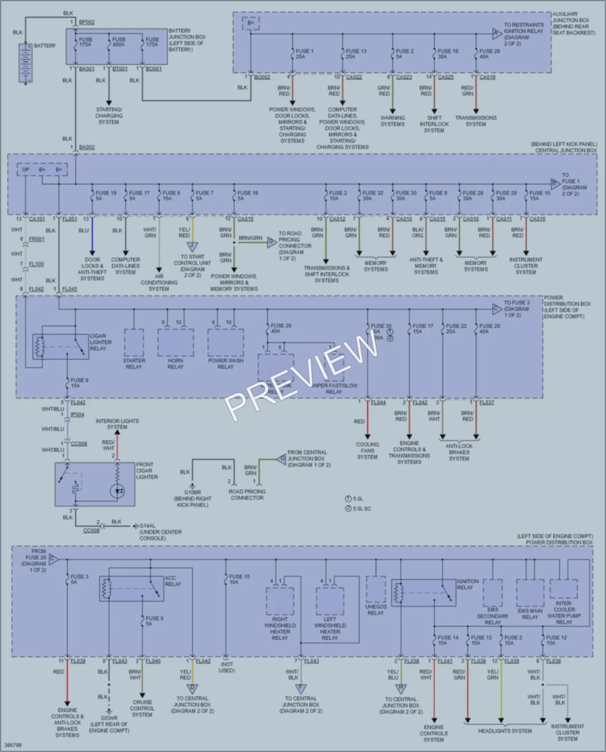 2014 Jaguar XKRSGT Power Distribution wiring diagram preview