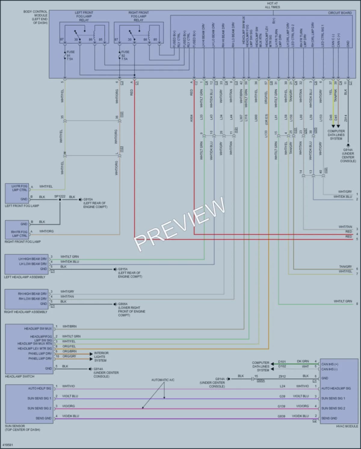 2014 Jeep Cherokee Headlights wiring diagram preview