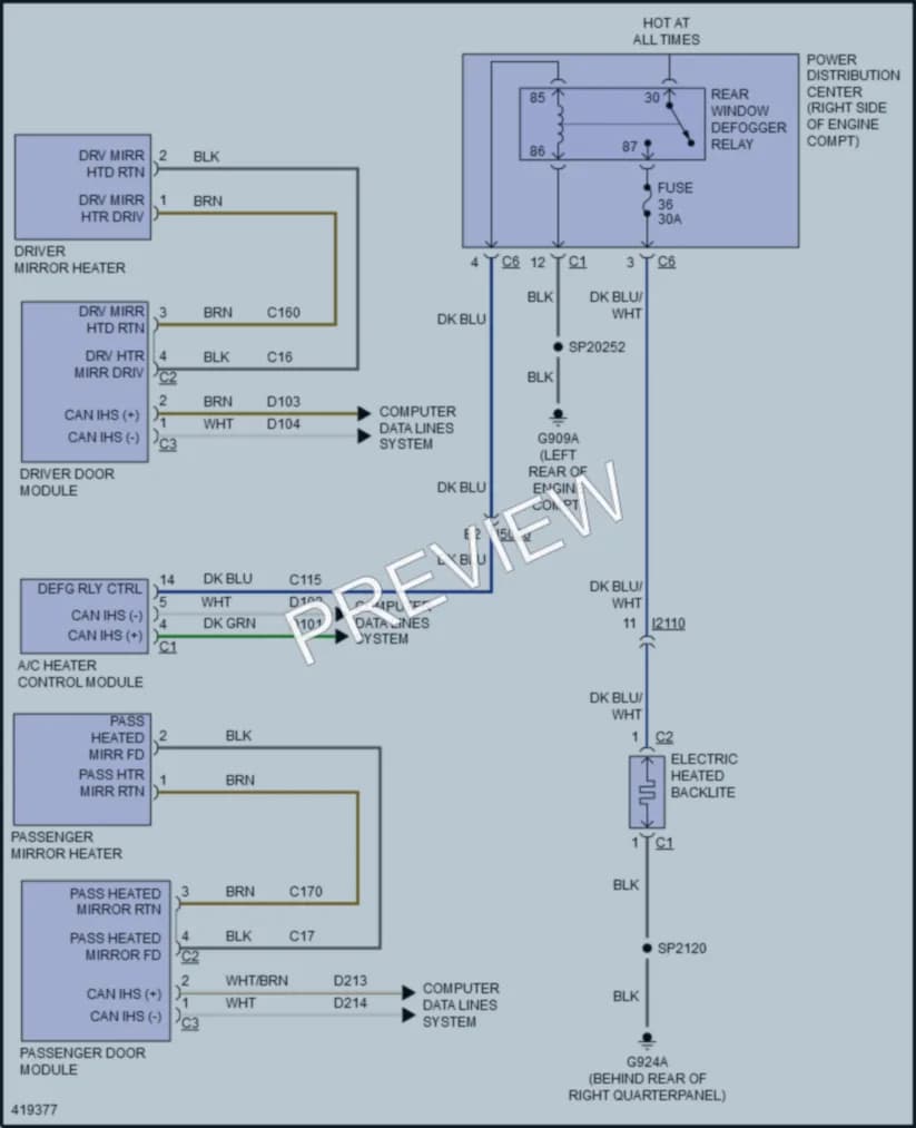 2014 Jeep GrandCherokee Defoggers wiring diagram preview
