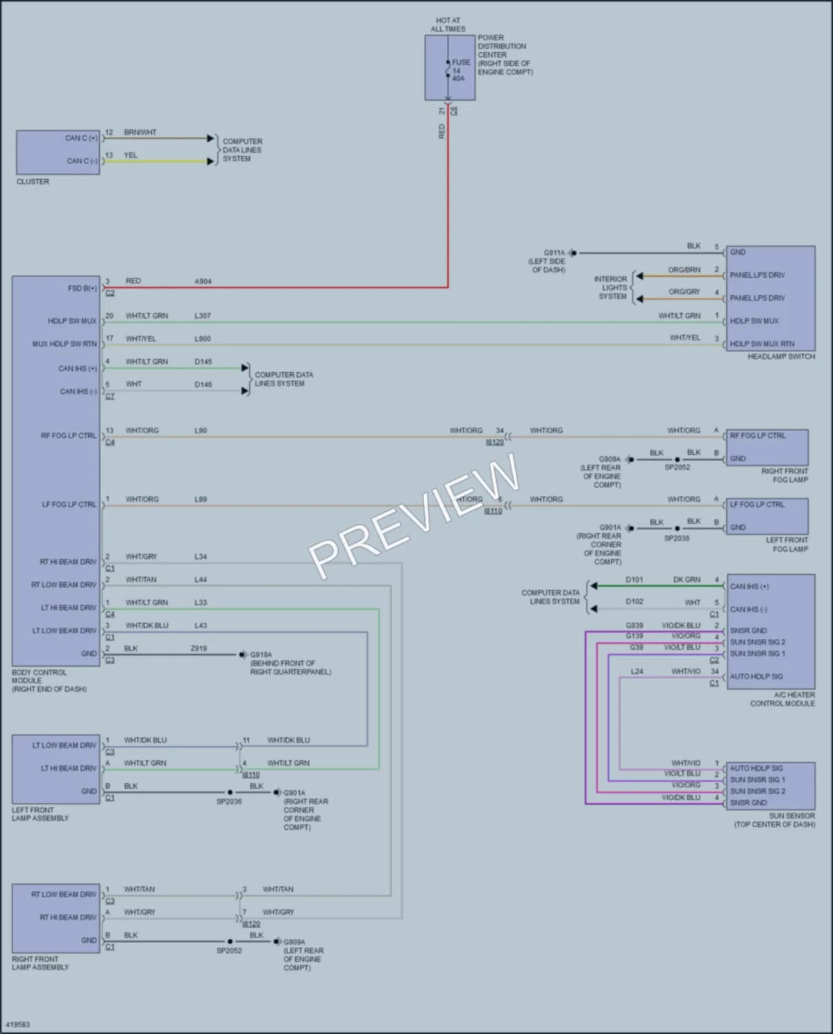 2014 Jeep GrandCherokee Headlights wiring diagram preview