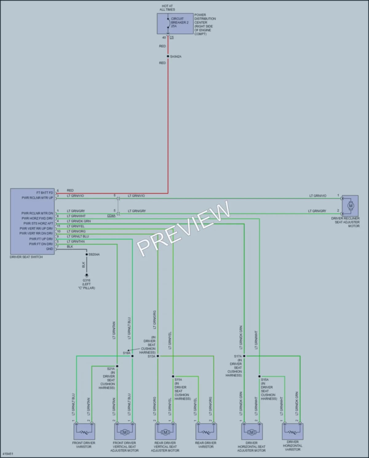 2014 Jeep GrandCherokee Power Seats wiring diagram preview