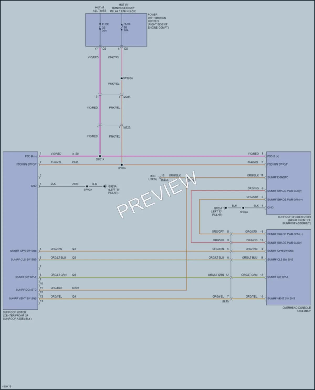 2014 Jeep GrandCherokee Power Top Sunroof wiring diagram preview