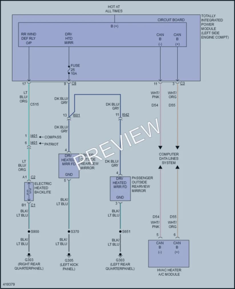 2014 Jeep Patriot Defoggers wiring diagram preview