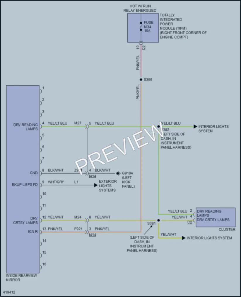 2014 Jeep Wrangler Power Mirrors wiring diagram preview