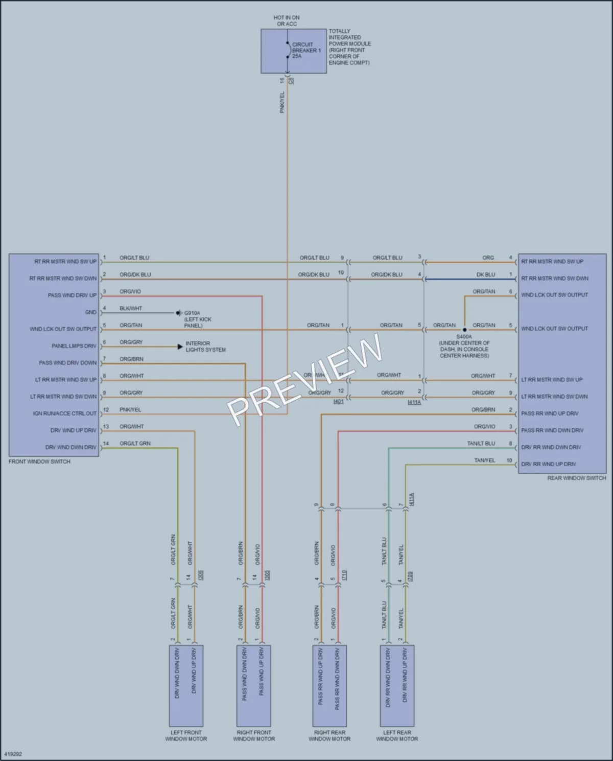 2014 Jeep Wrangler Power Windows wiring diagram preview
