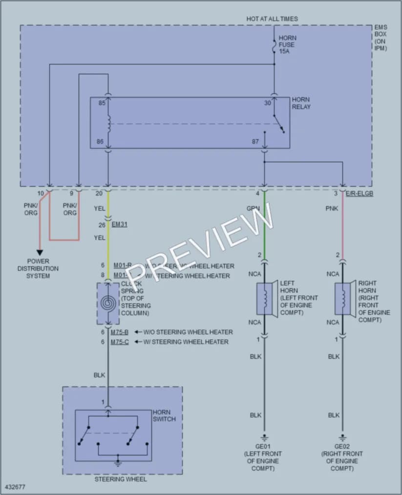 2014 Kia Cadenza Horn wiring diagram preview