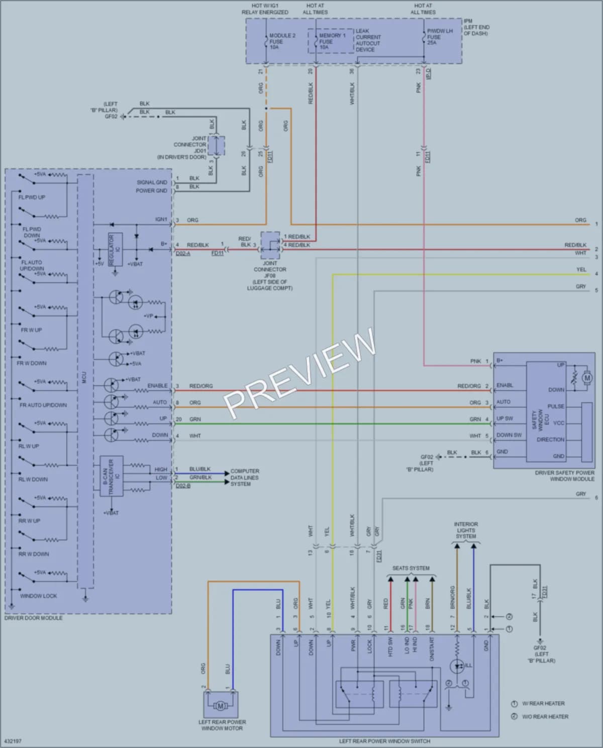 2014 Kia Cadenza Power Windows wiring diagram preview
