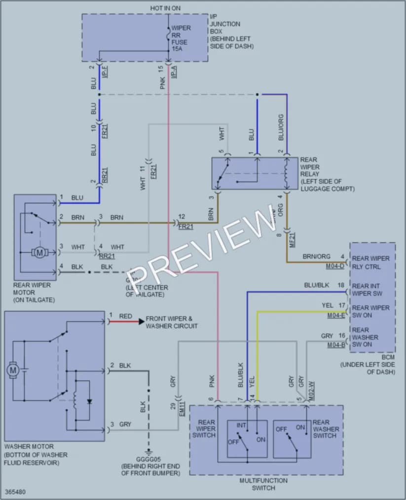 2014 Kia Rio Wiper Washer wiring diagram preview