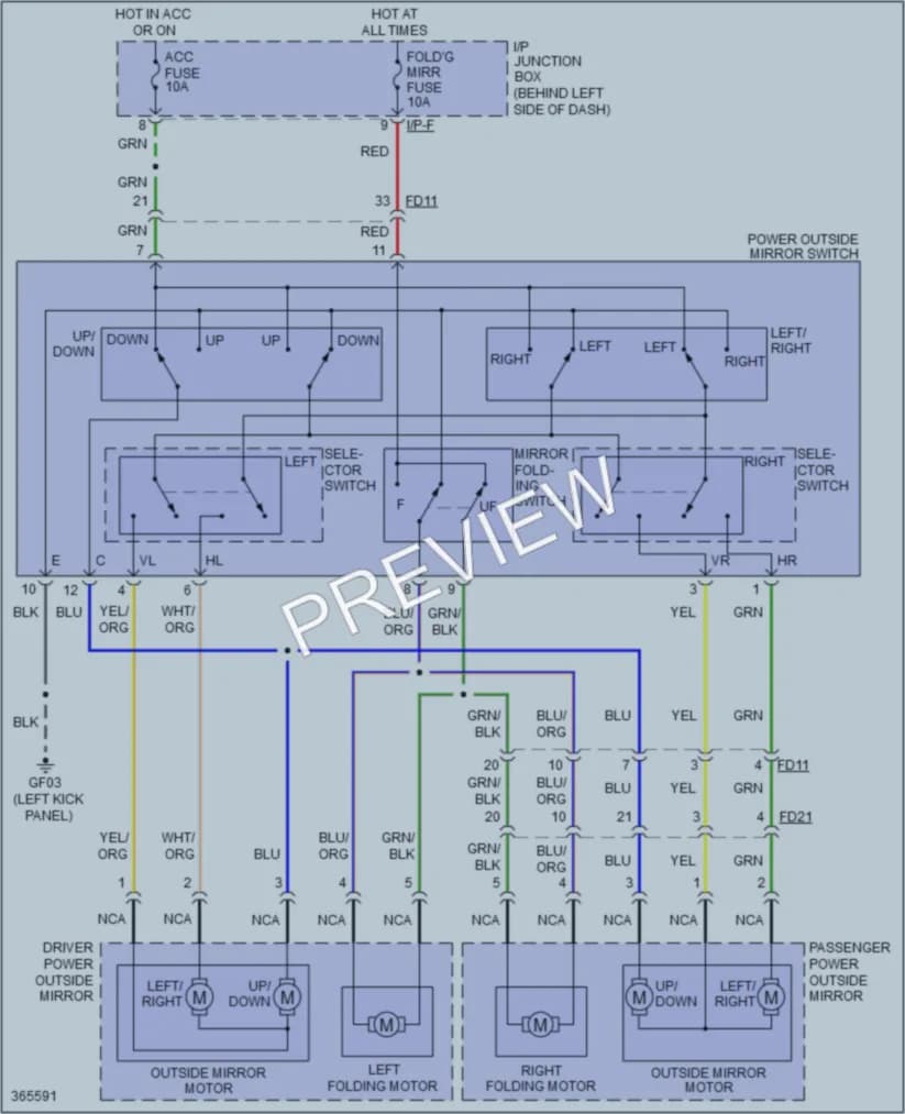 2014 Kia Rio5 Power Mirrors wiring diagram preview