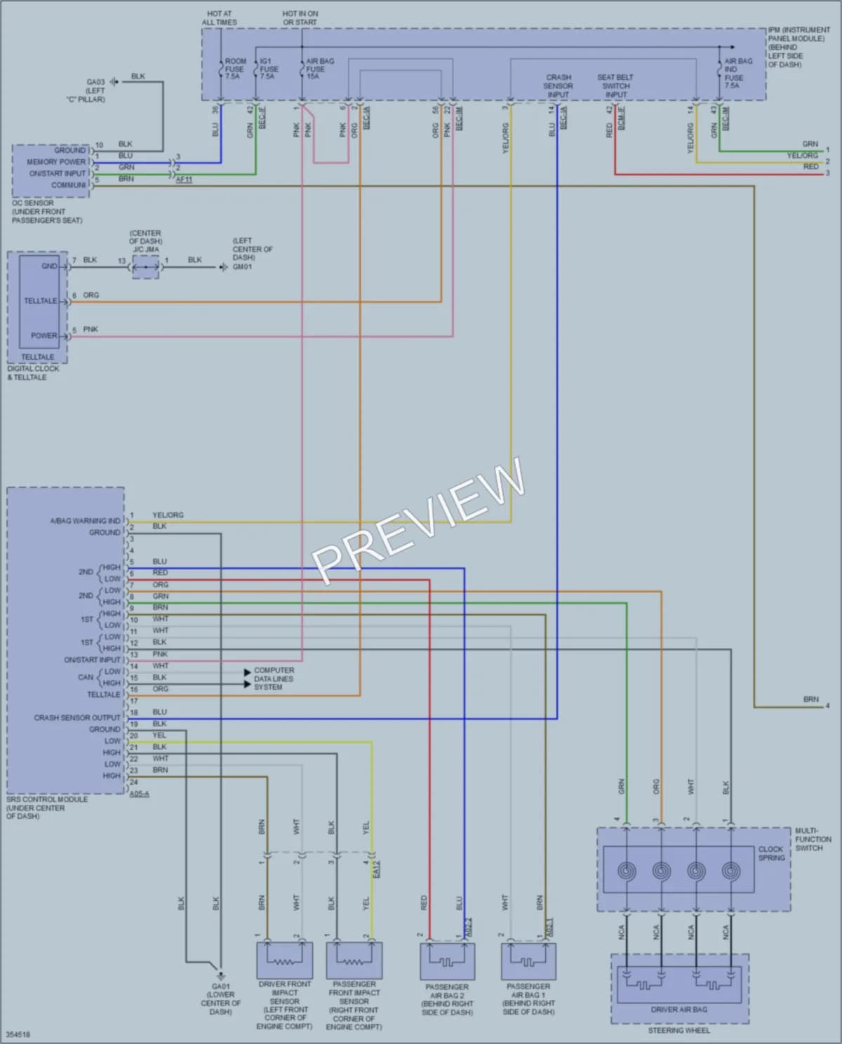 2014 Kia Sedona Supplemental Restraints wiring diagram preview