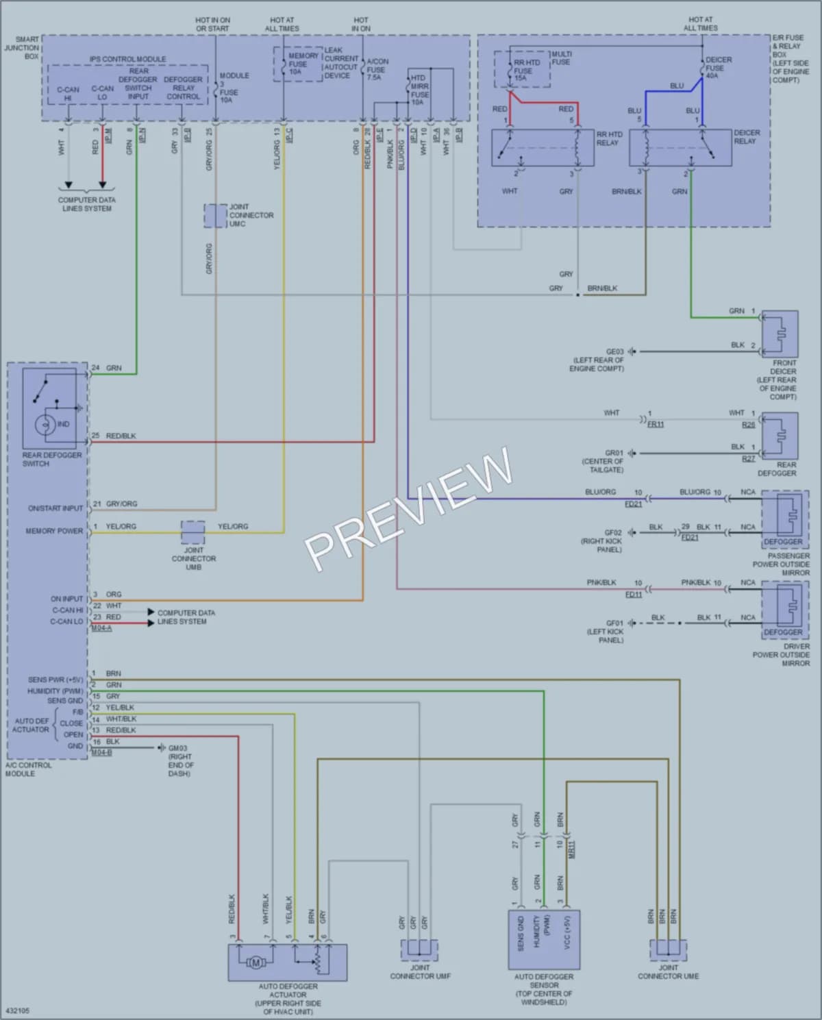 2014 Kia Sorento Defoggers wiring diagram preview