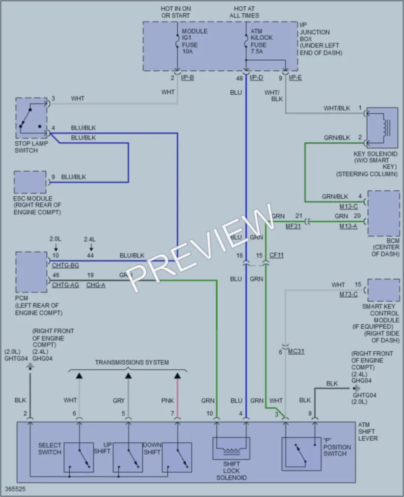 2014 Kia Sportage Shift Interlock wiring diagram preview