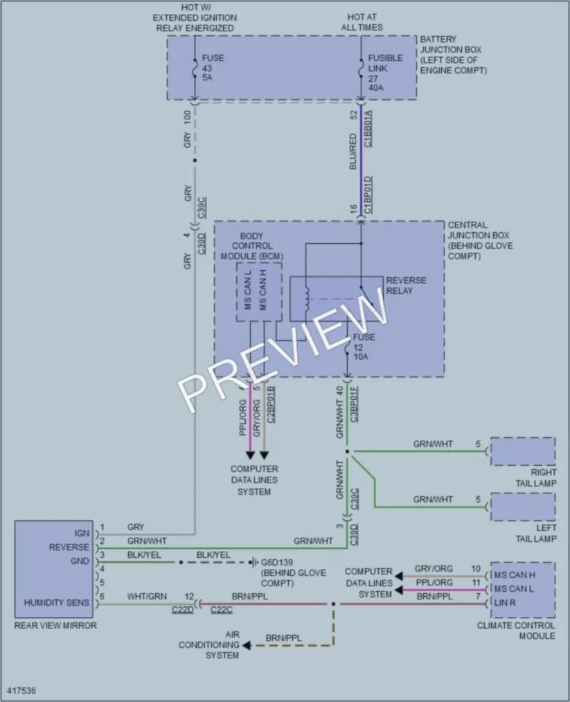 2014 LandRover LR2 Power Mirrors wiring diagram preview