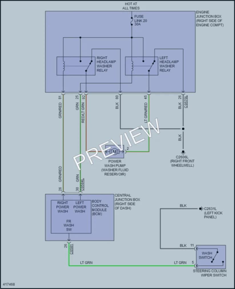 2014 LandRover LR4 Wiper Washer wiring diagram preview