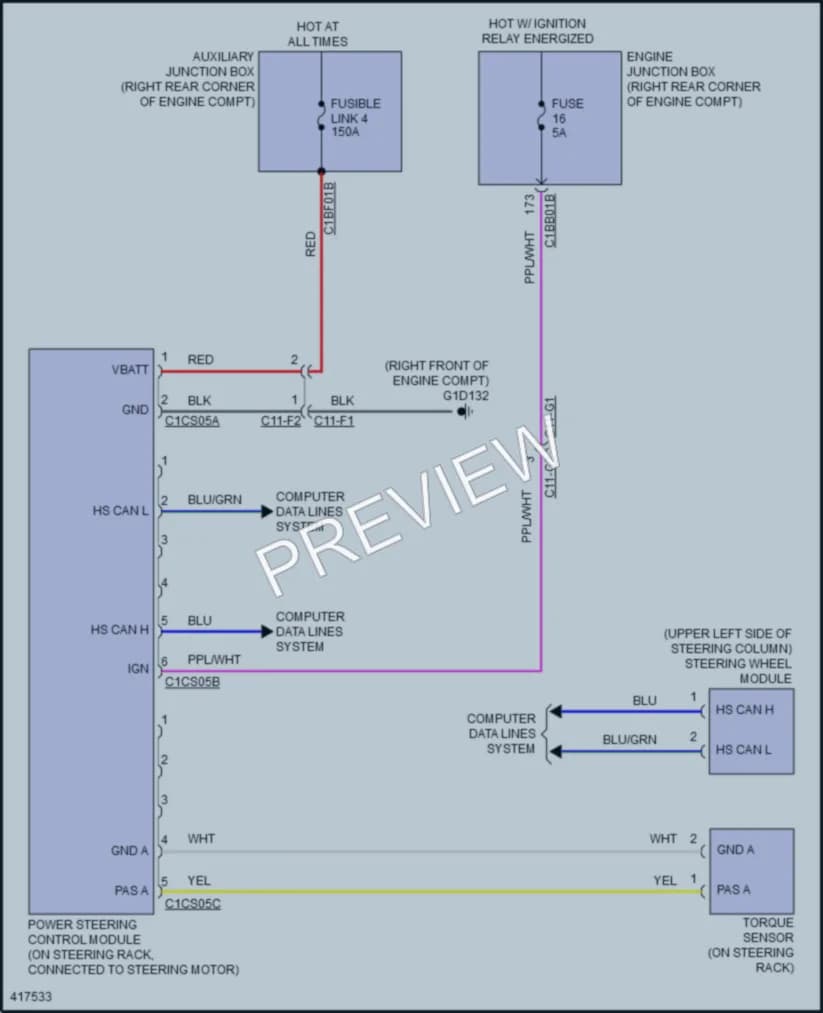 2014 LandRover RangeRover Electronic Power Steering wiring diagram preview