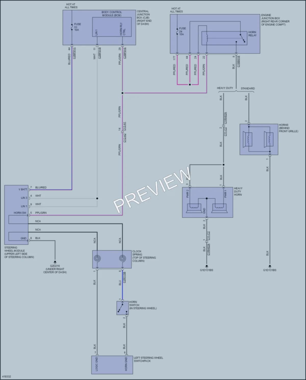 2014 LandRover RangeRover Horn wiring diagram preview