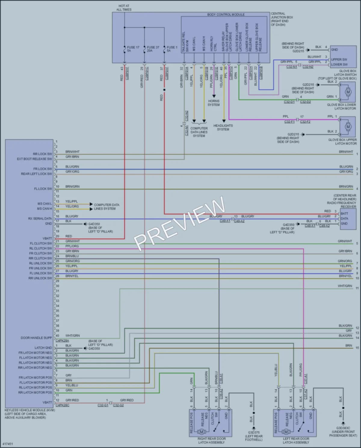 2014 LandRover RangeRover Power Door Locks wiring diagram preview