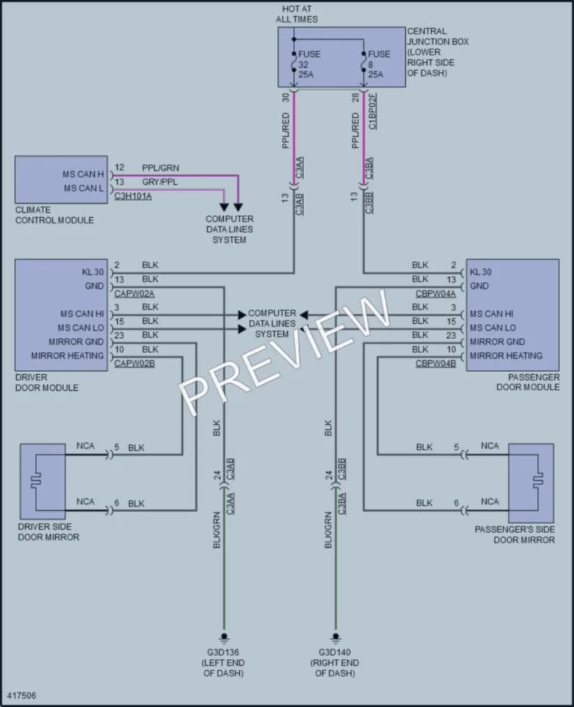 2014 LandRover RangeRoverEvoque Defoggers wiring diagram preview