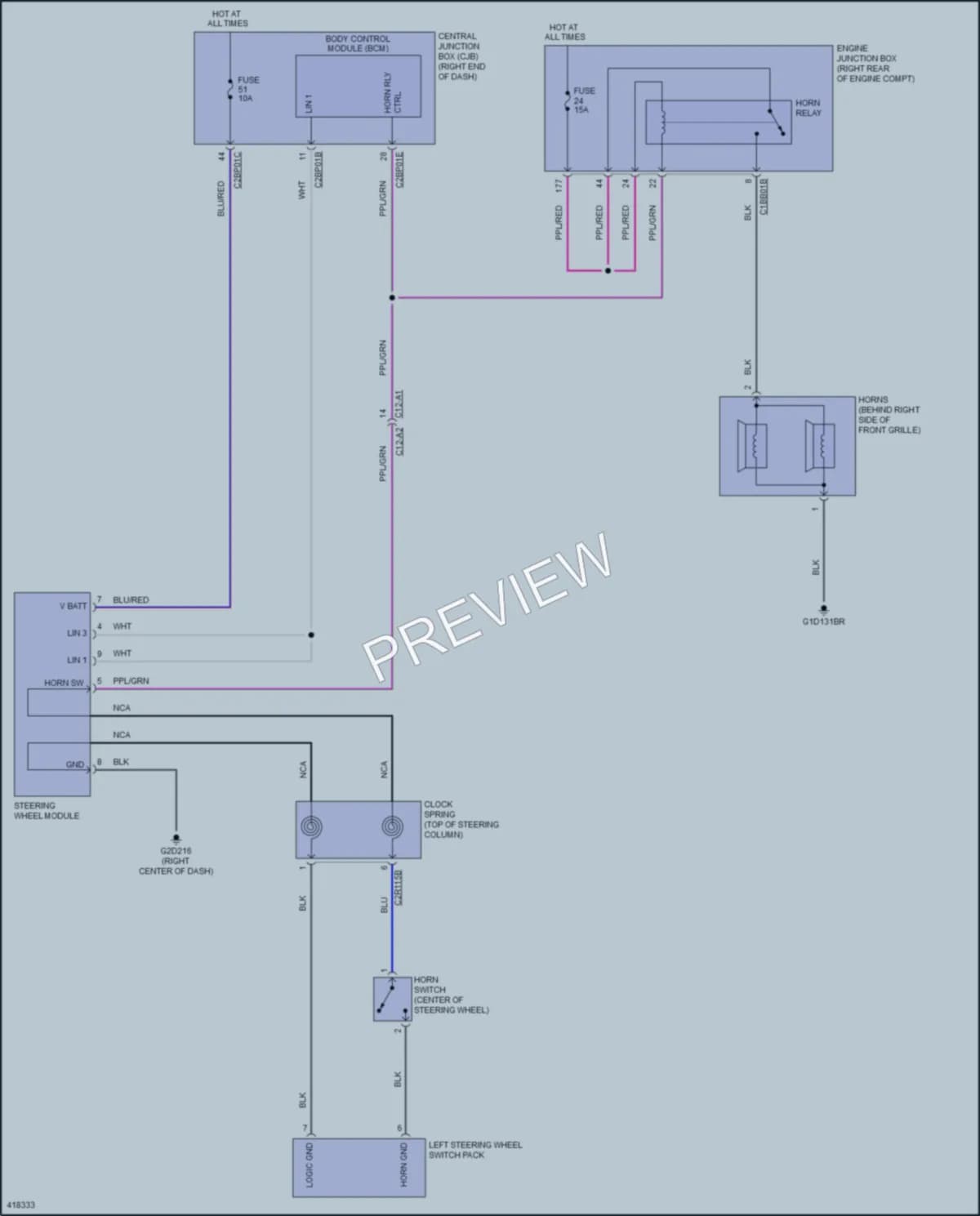 2014 LandRover RangeRoverSport Horn wiring diagram preview