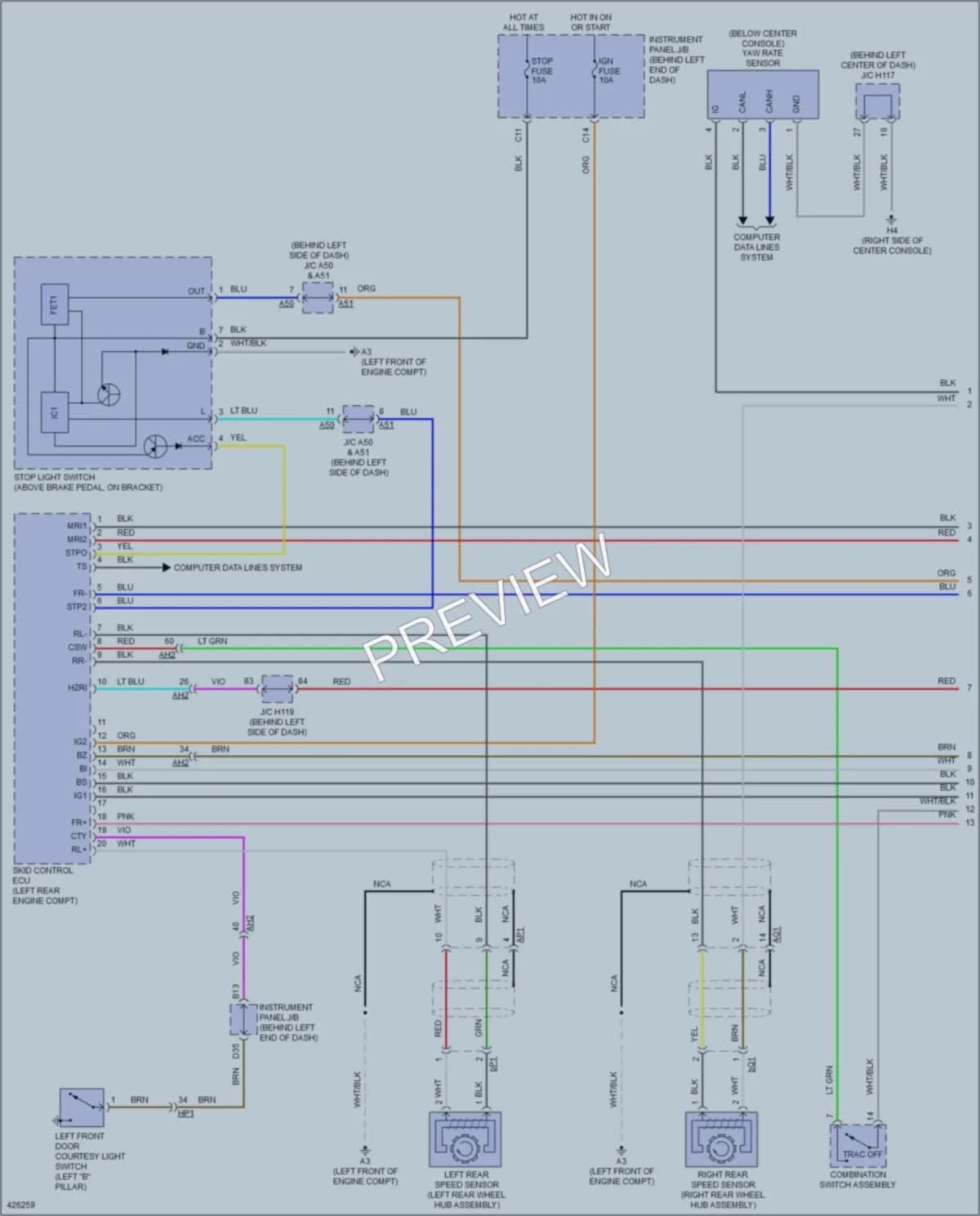 2014 Lexus CT200h Anti Lock Brakes wiring diagram preview