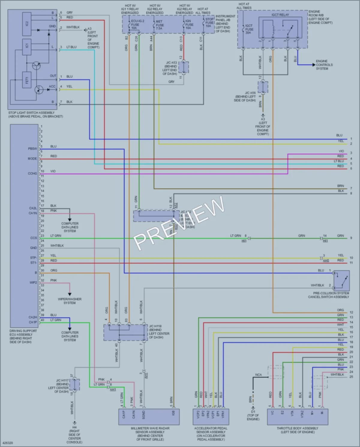2014 Lexus CT200h Cruise Control wiring diagram preview