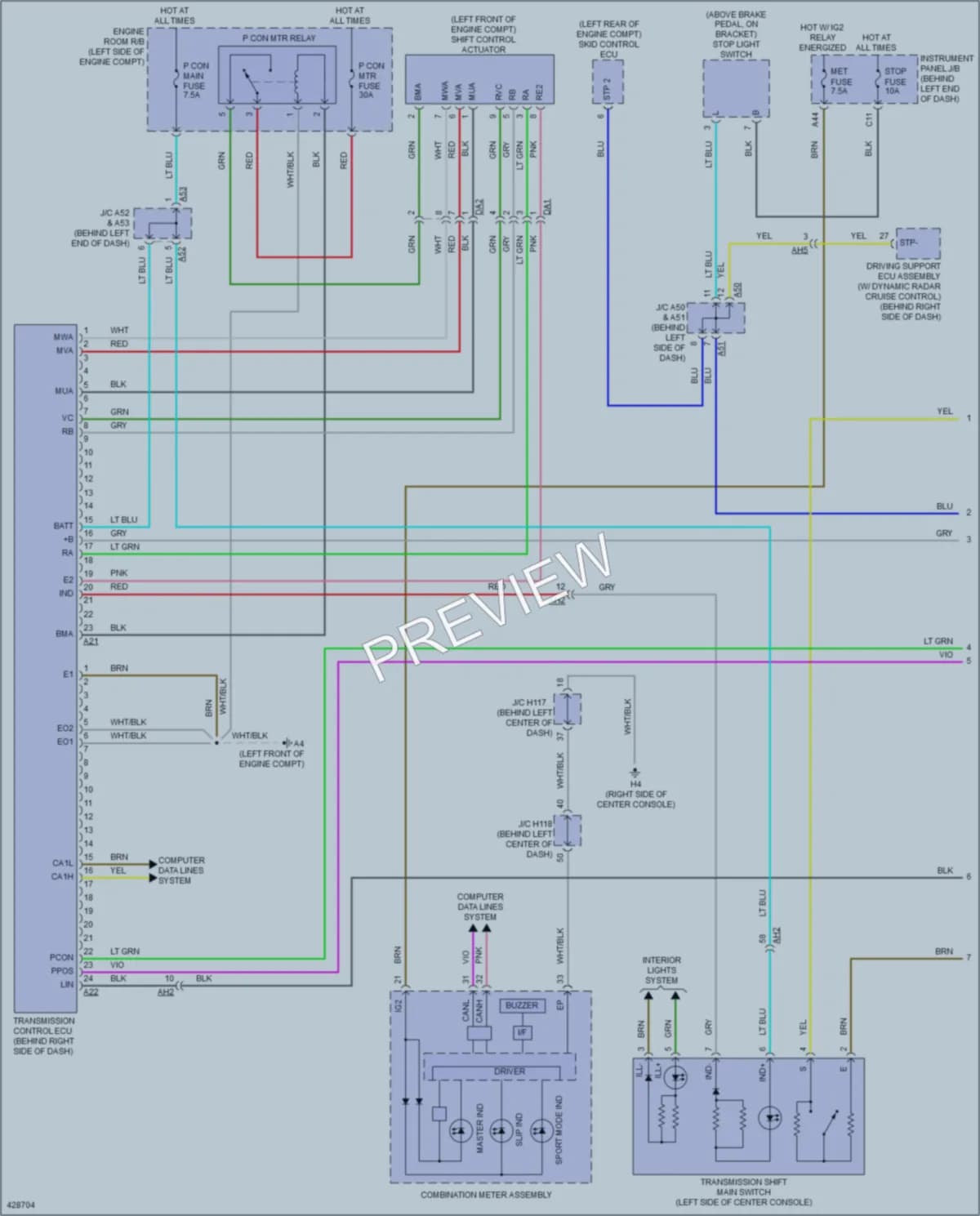 2014 Lexus CT200h Transmission wiring diagram preview