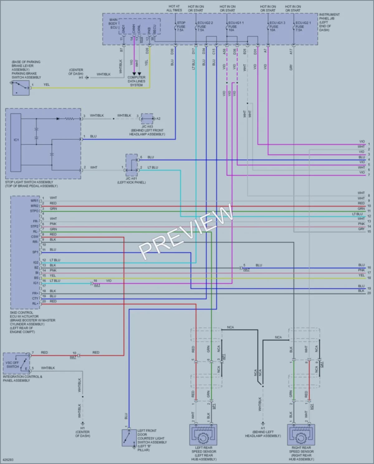 2014 Lexus ES300h Anti Lock Brakes wiring diagram preview