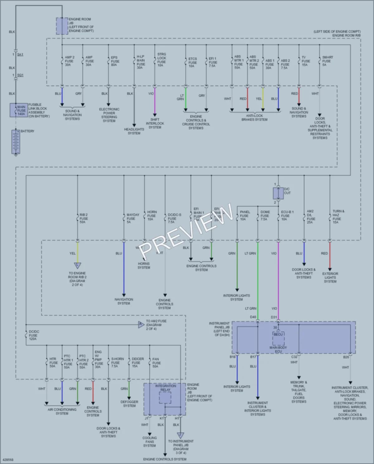 2014 Lexus ES300h Power Distribution wiring diagram preview