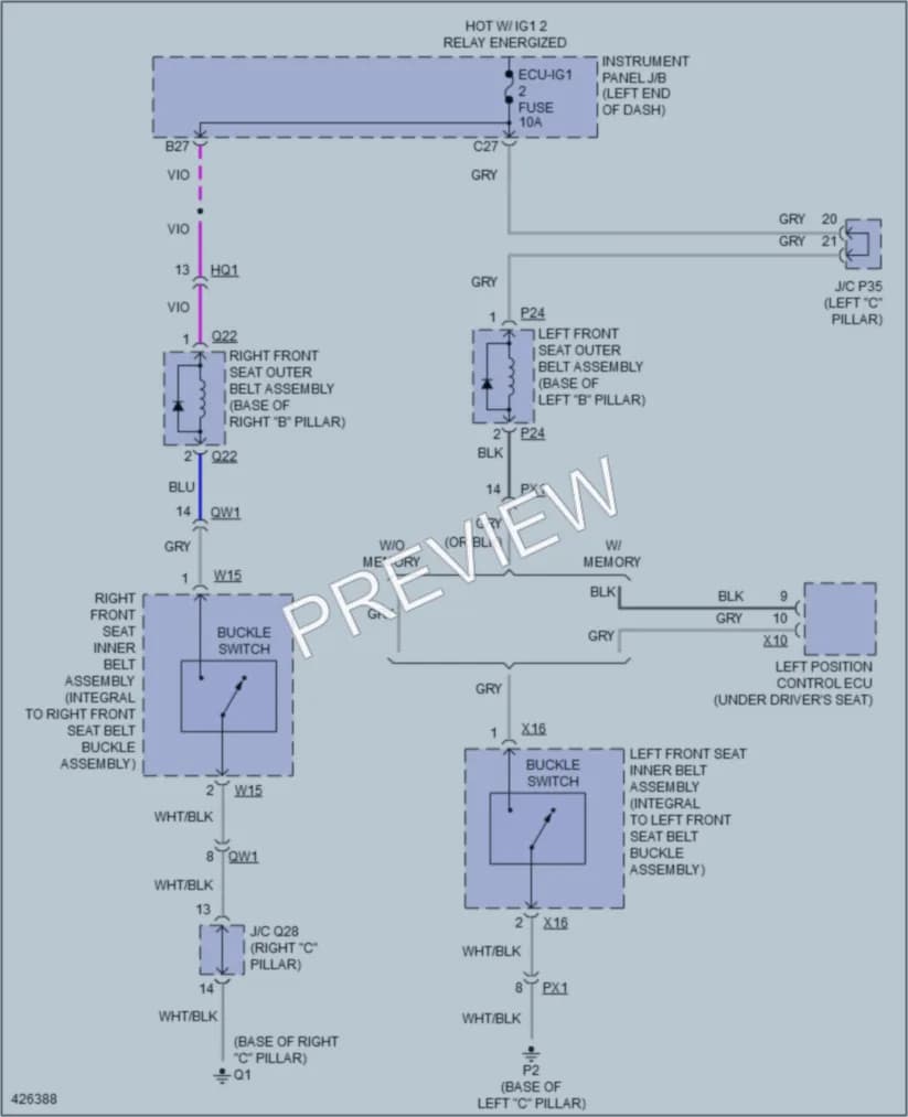 2014 Lexus ES350 Passive Restraints wiring diagram preview