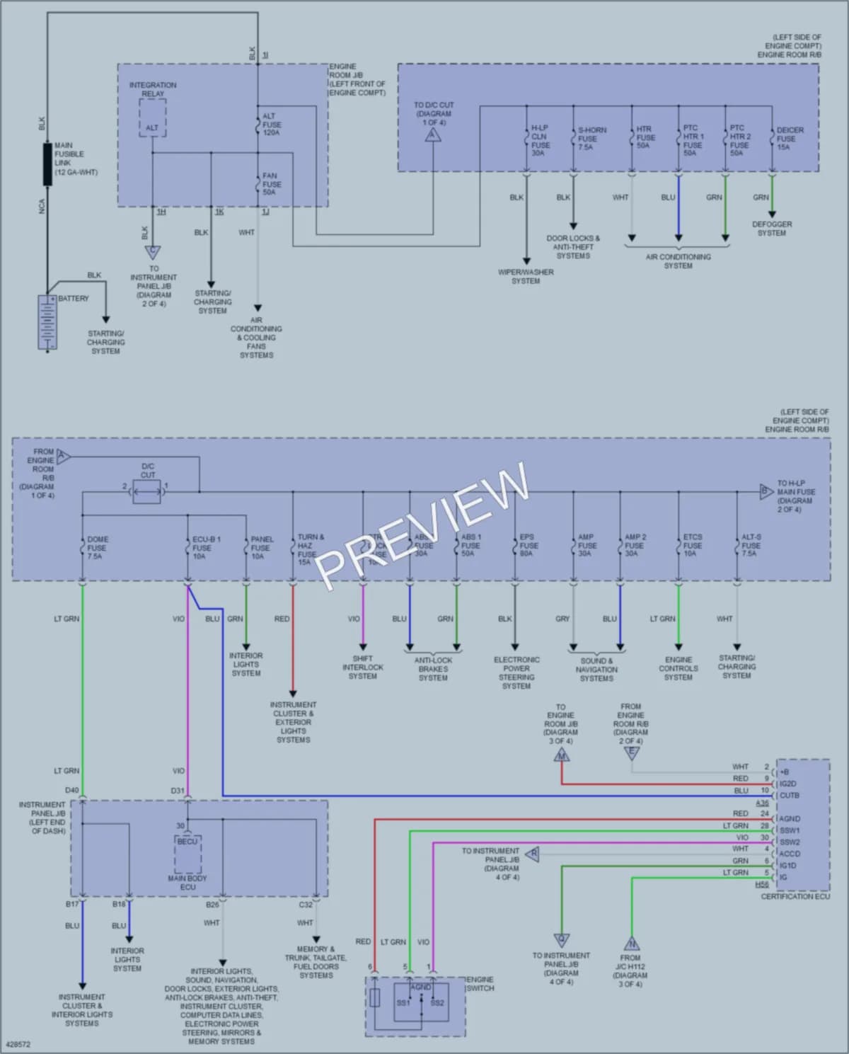 2014 Lexus ES350 Power Distribution wiring diagram preview