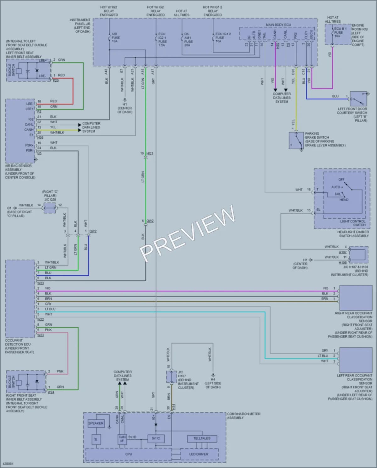 2014 Lexus ES350 Warning Systems wiring diagram preview