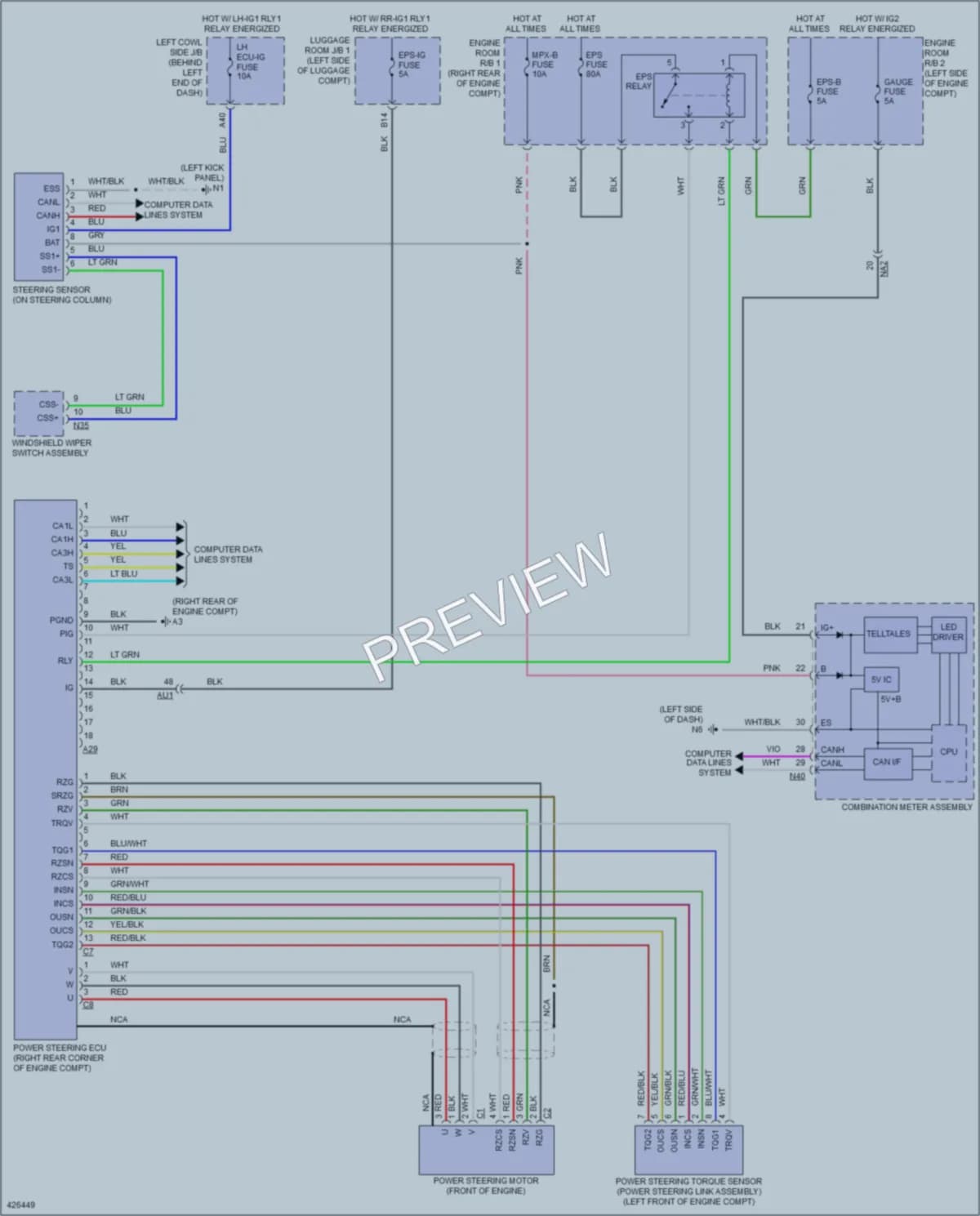 2014 Lexus GS350 Electronic Power Steering wiring diagram preview