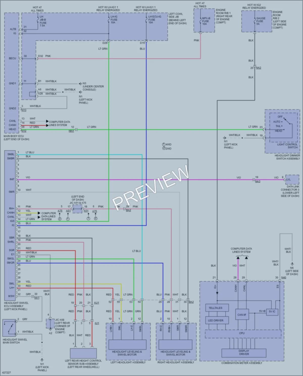 2014 Lexus GS350 Headlights wiring diagram preview
