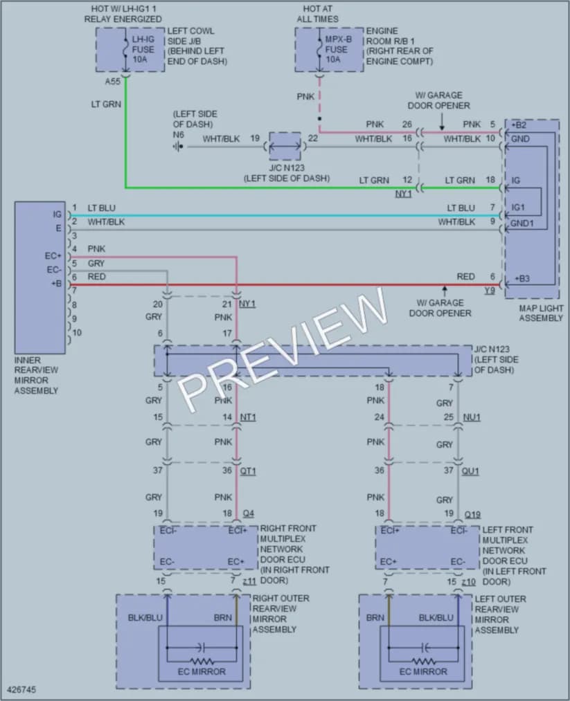 2014 Lexus GS350 Power Mirrors wiring diagram preview