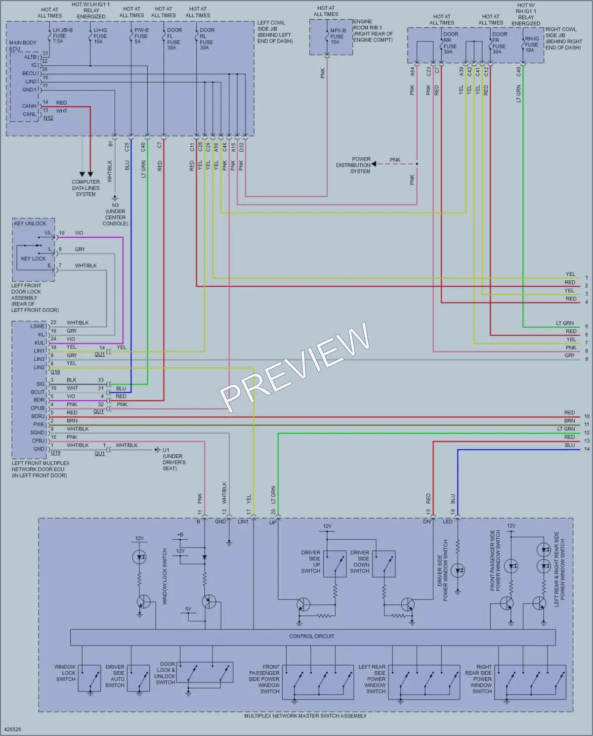 2014 Lexus GS350 Power Windows wiring diagram preview