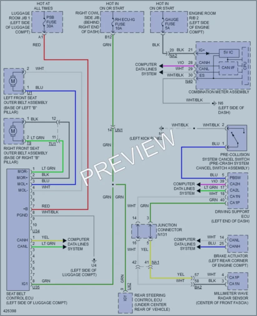 2014 Lexus GS350 Supplemental Restraints wiring diagram preview