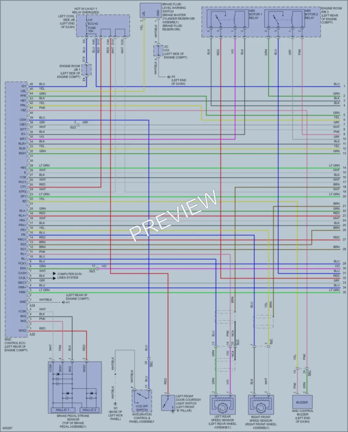 2014 Lexus GS450h Anti Lock Brakes wiring diagram preview