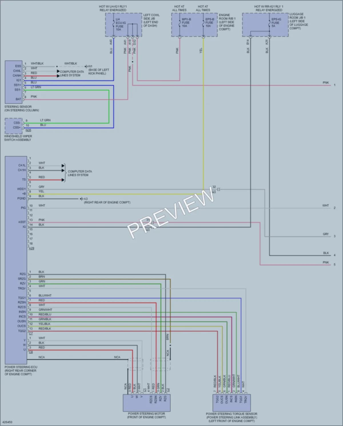 2014 Lexus GS450h Electronic Power Steering wiring diagram preview
