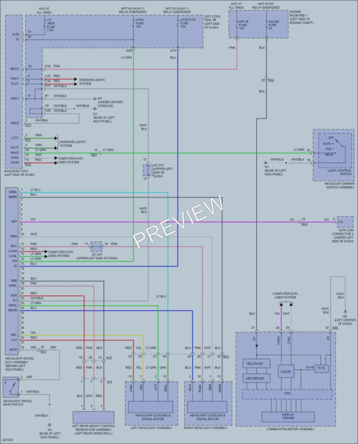 2014 Lexus GS450h Headlights wiring diagram preview