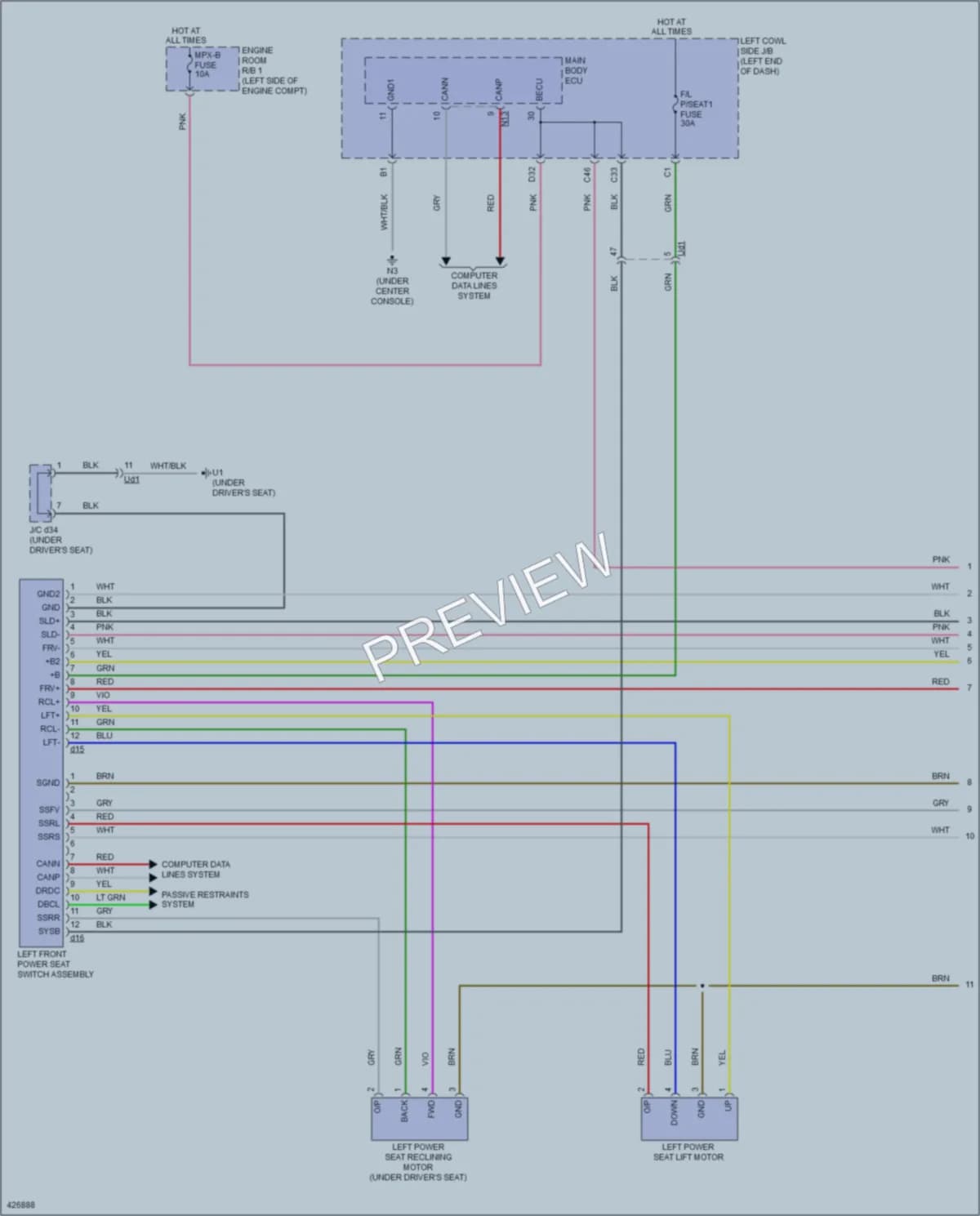 2014 Lexus GS450h Memory Systems wiring diagram preview