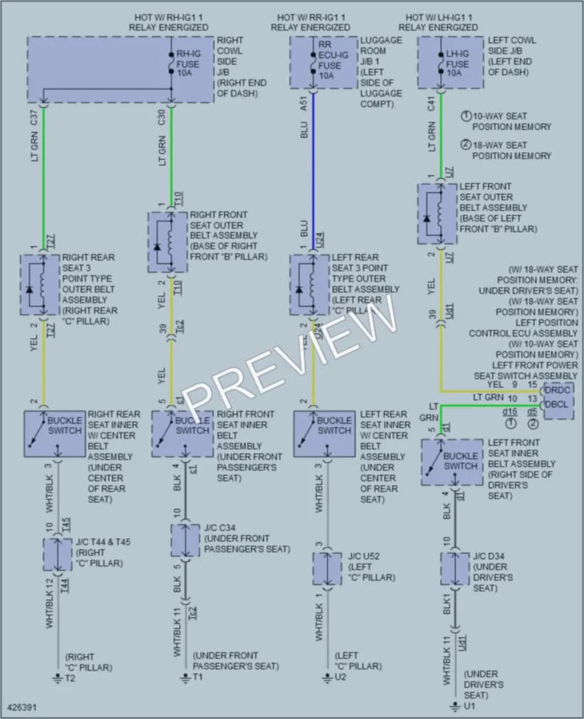 2014 Lexus GS450h Passive Restraints wiring diagram preview