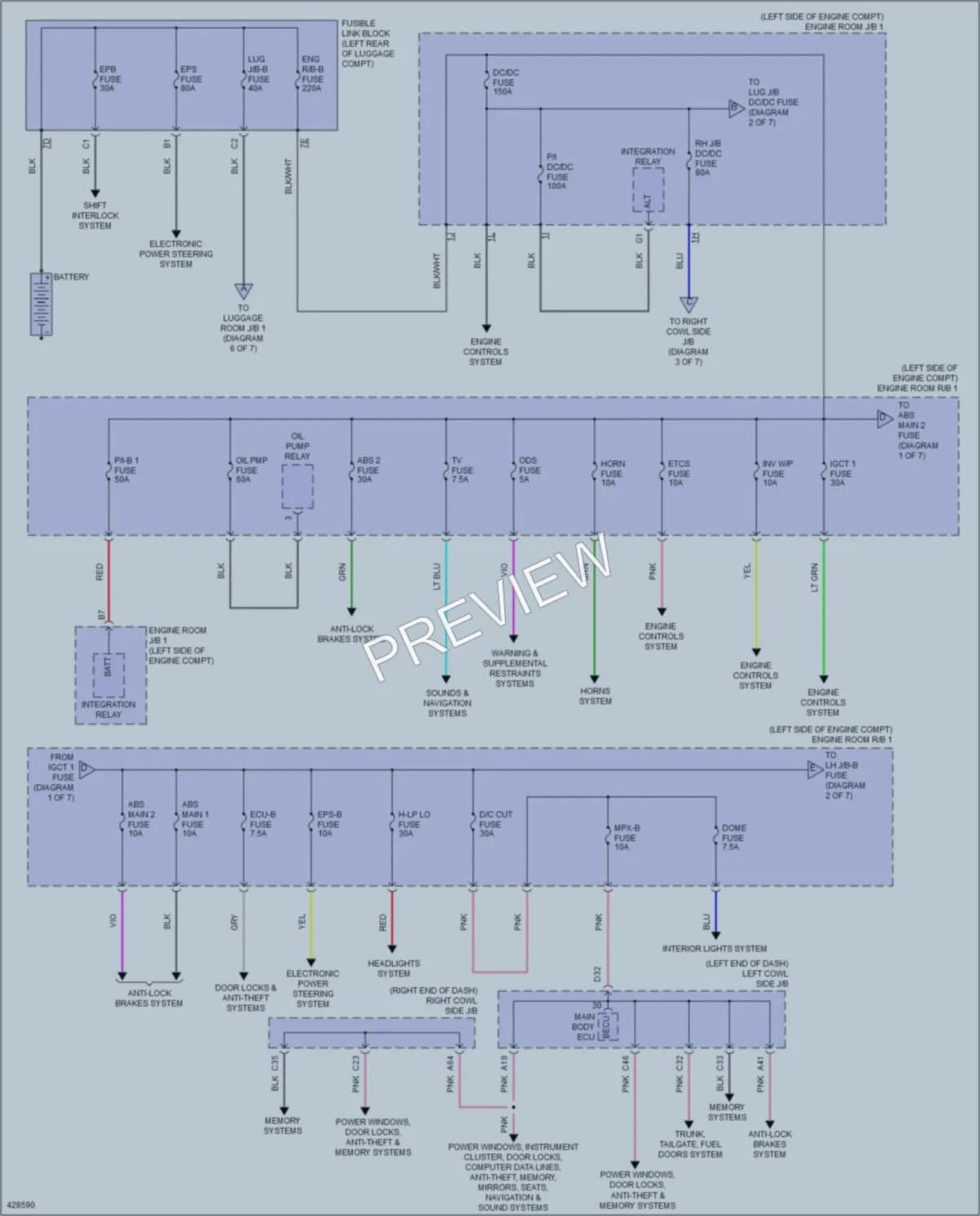 2014 Lexus GS450h Power Distribution wiring diagram preview