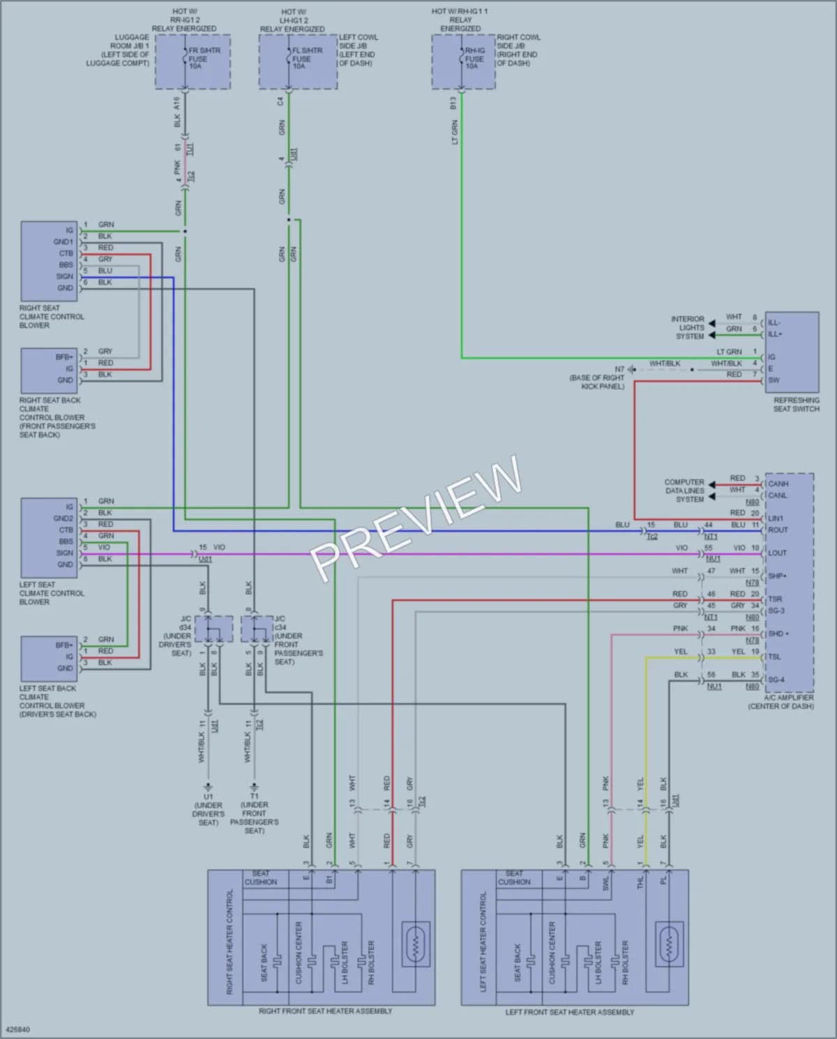 2014 Lexus GS450h Power Seats wiring diagram preview