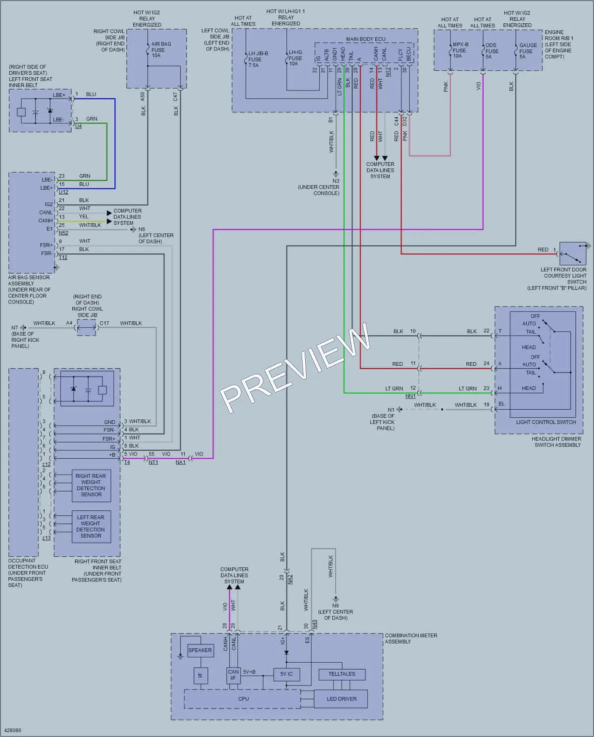 2014 Lexus GS450h Warning Systems wiring diagram preview