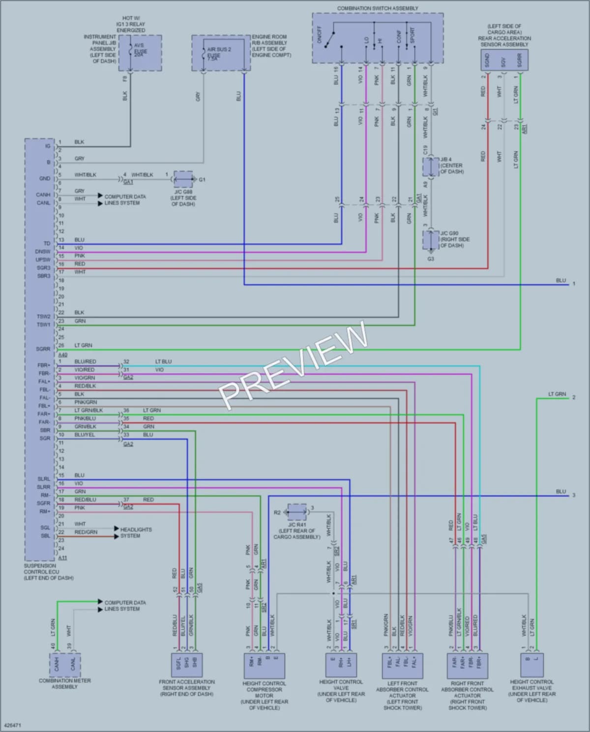 2014 Lexus GX460 Electronic Suspension wiring diagram preview