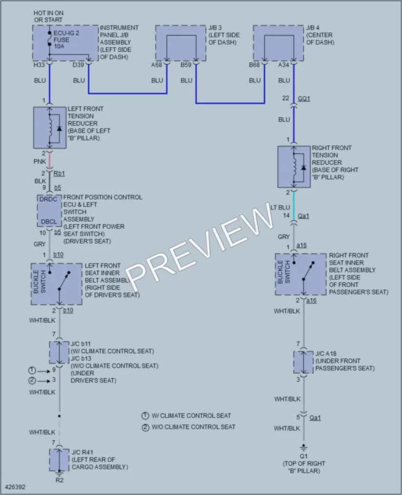 2014 Lexus GX460 Passive Restraints wiring diagram preview