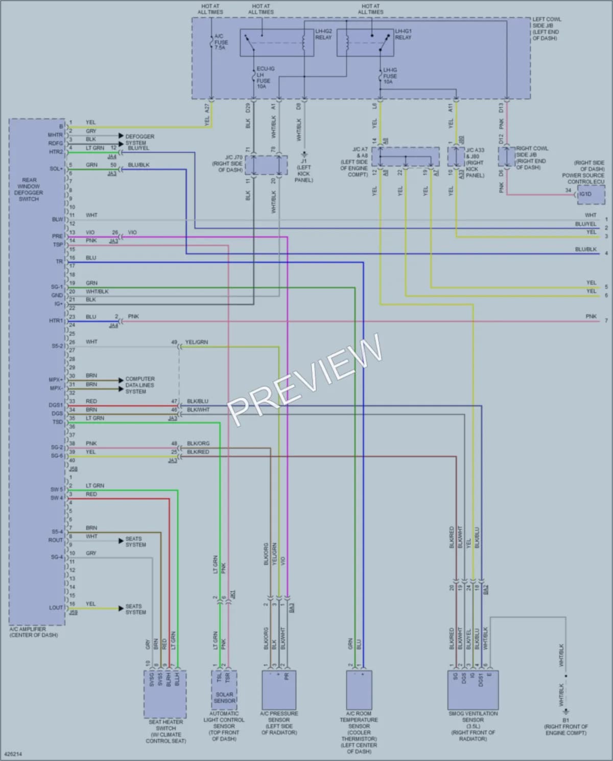 2014 Lexus IS250C Air Conditioning wiring diagram preview