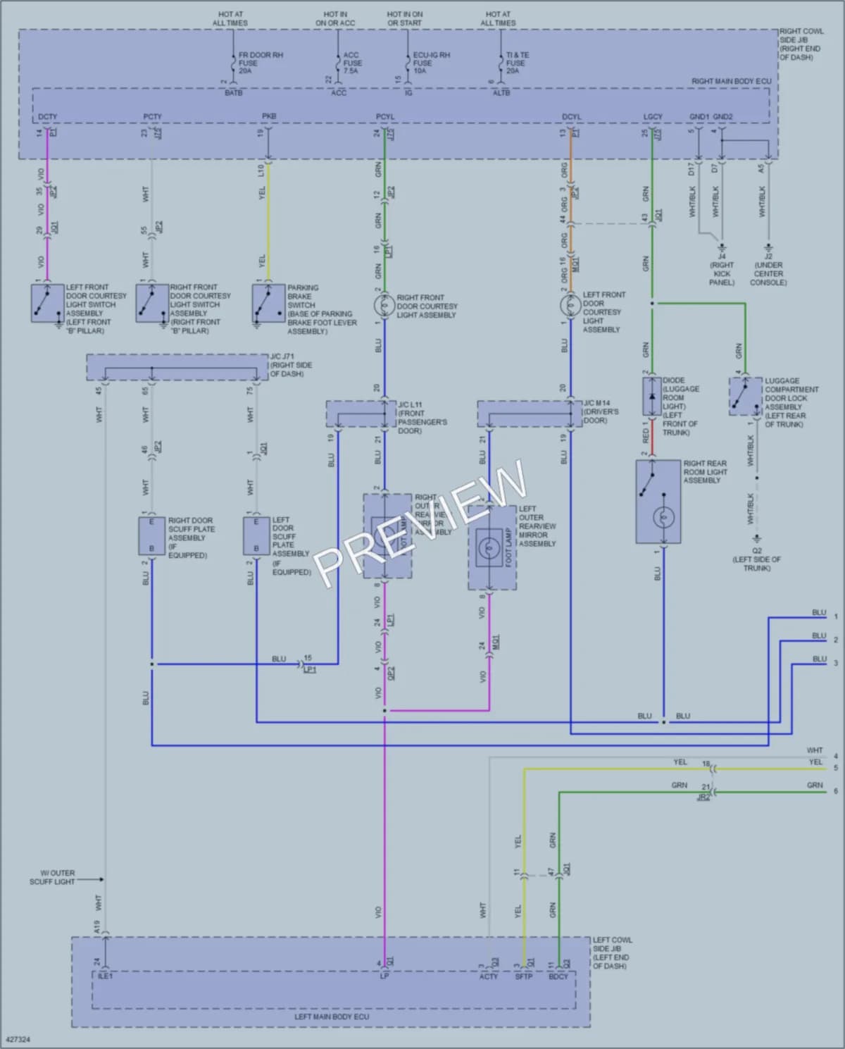 2014 Lexus IS250C Interior Lights wiring diagram preview